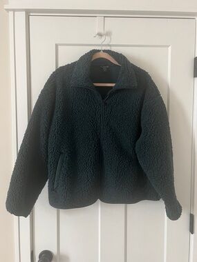 Women’s Athleta Plush Sherpa Jacket in Dark Teal Green M